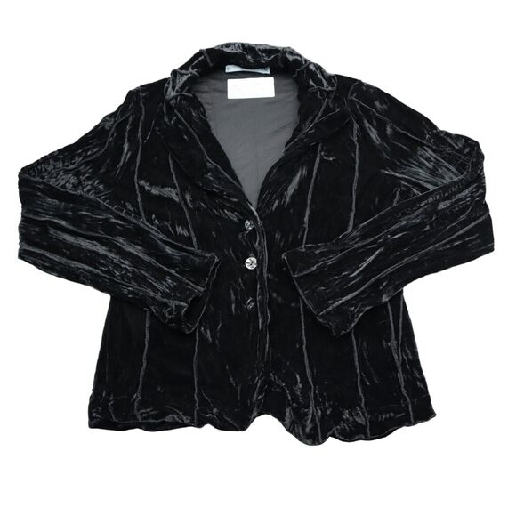 Passion Concept Jacket Womens M Black Pinstriped Long Sleeve Collared Blazer - Picture 1 of 16